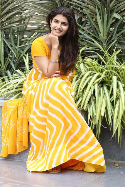 Actress Ashima Narwal Beautiful Stills In Transparent Yellow Saree 16